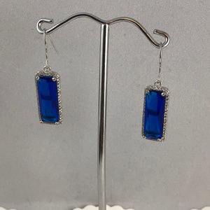 Blue Sapphire & Topaz 925 Sterling Silver Earrings